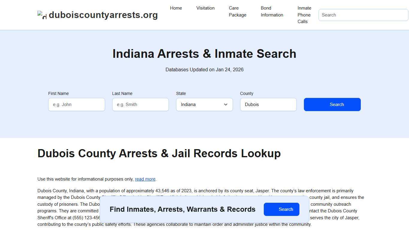 Dubois County, IN Arrests, Warrants, Police Records Search