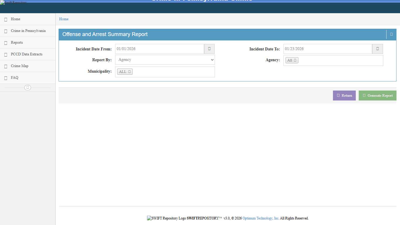 Offense and Arrest Summary Report